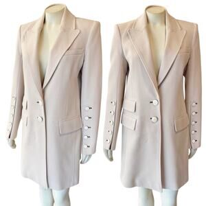 Veronica Beard Reece Two-Button Long Coat in Ivory Sz 6